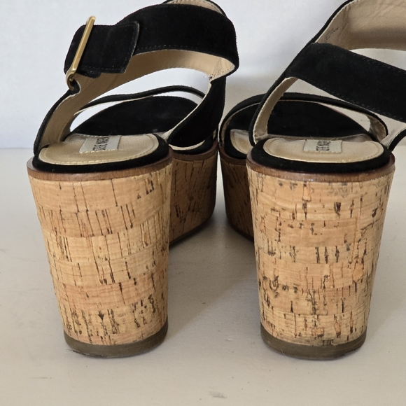 Steve Madden Caytln Black Suede Wedge Platform Sandals Size 9.5 - Picture 7 of 11